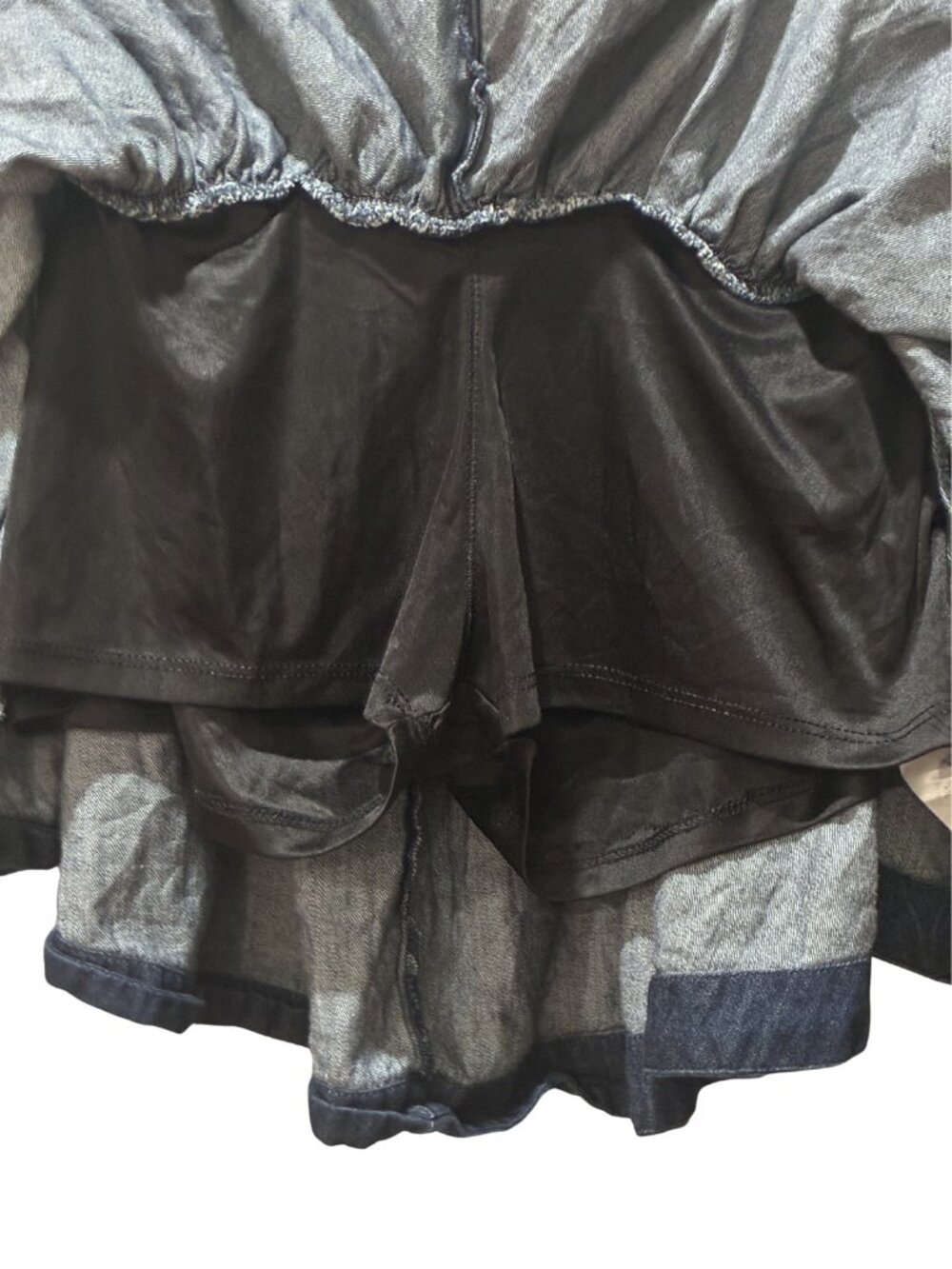 Anthropologie Pilcro Basque-Waist Denim Cotton Babydoll Coquette Mini Skirt XL - Picture 7 of 8